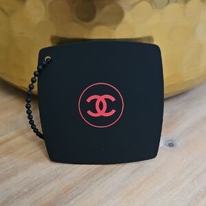 CHANEL NIB Black and Red Logo Keychain